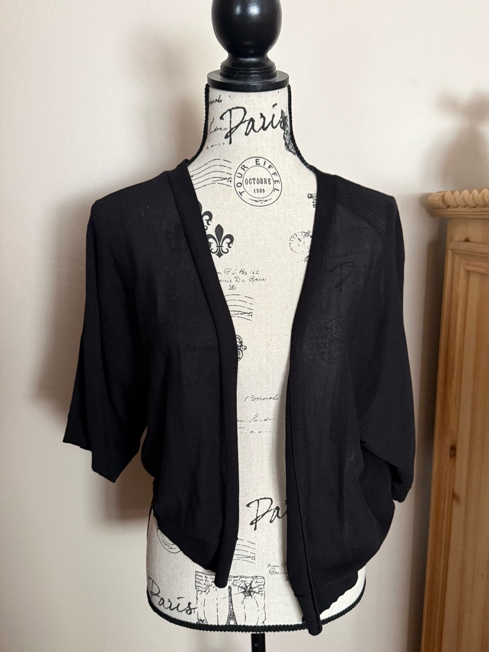 Chico's Black Open-Front Short-Sleeve Shrug